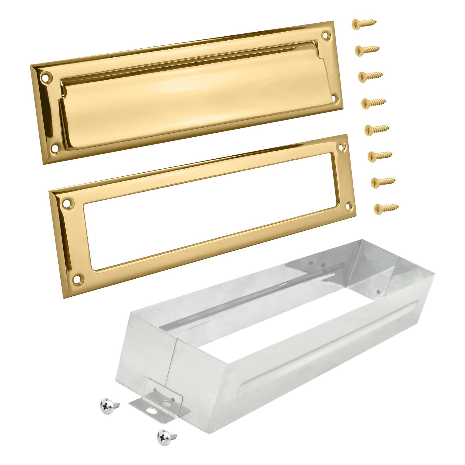 Nuk3y Solid Brass Mail Slot with Sleeve, Satin Nickel, 13" x 3.625